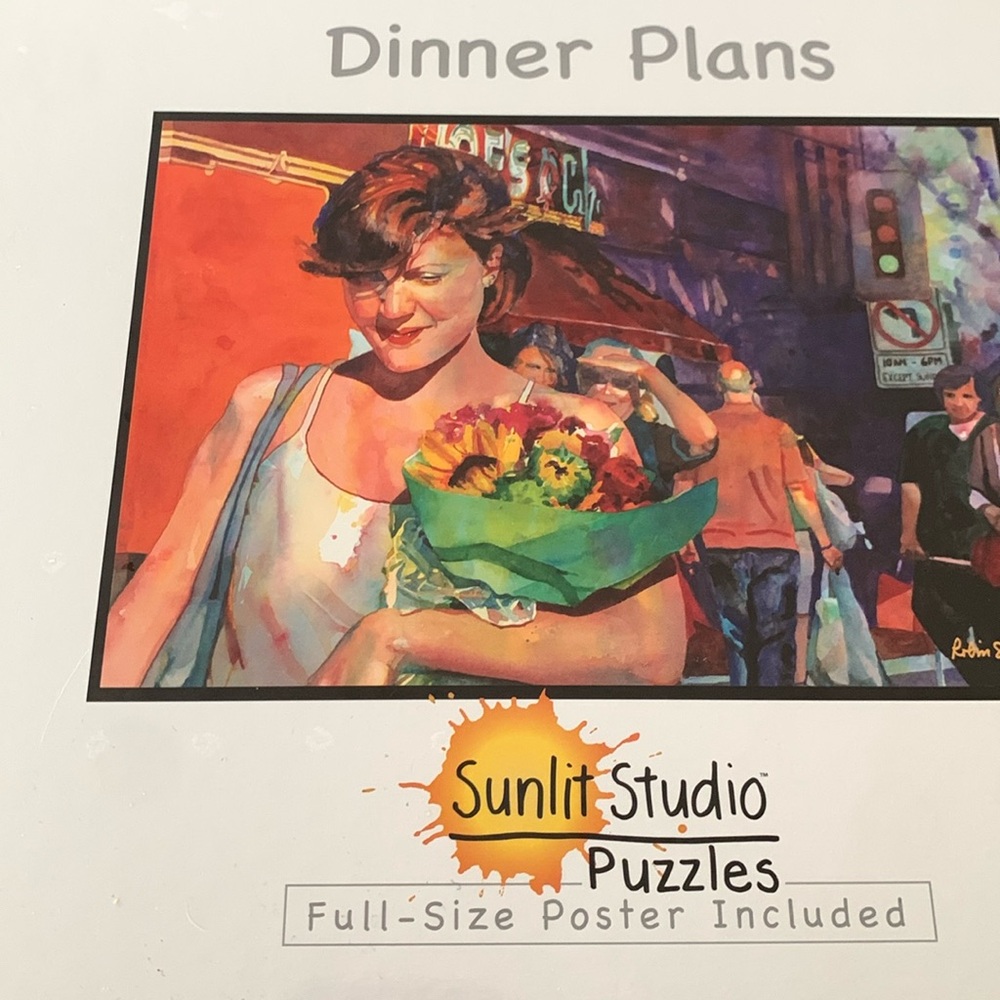 Sunlit Studios Dinner Plans Puzzles with Full-Size Poster Included. 1000 pieces